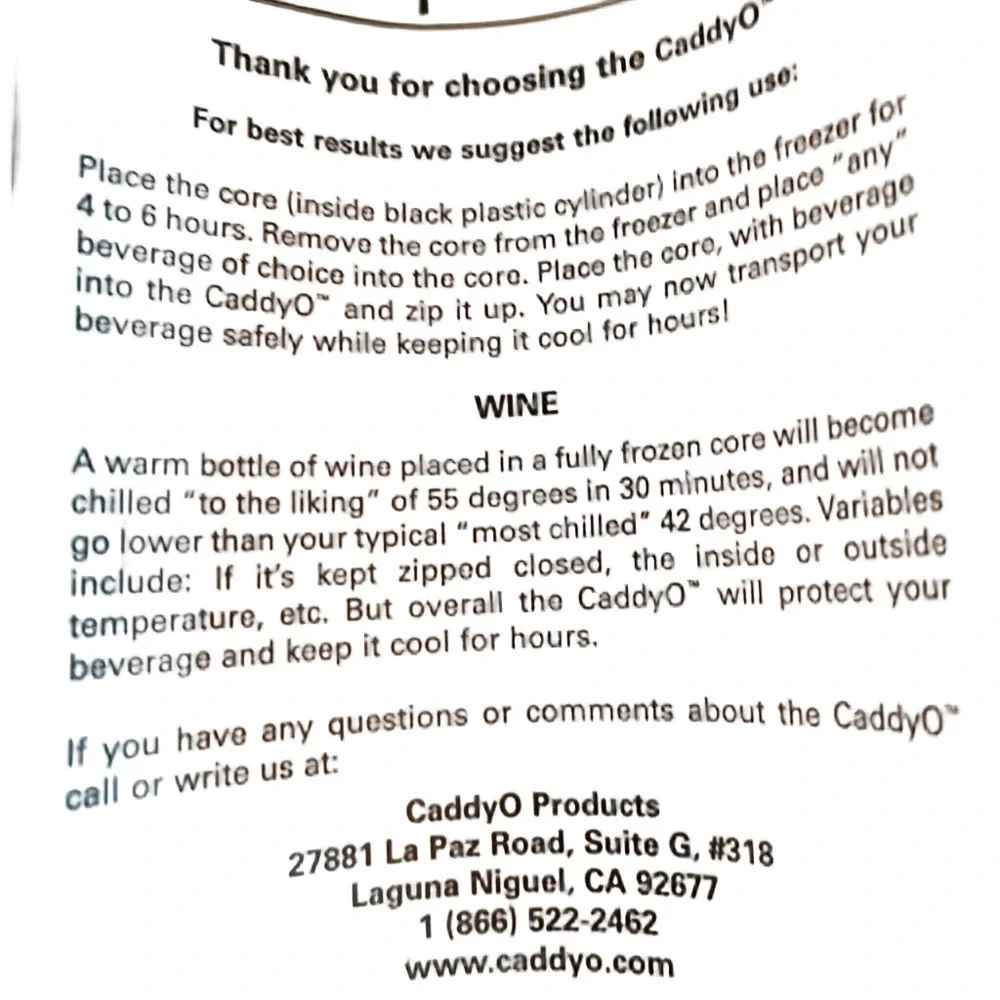 601. NWT CADDY-O WINE COOLER CARRY BAG